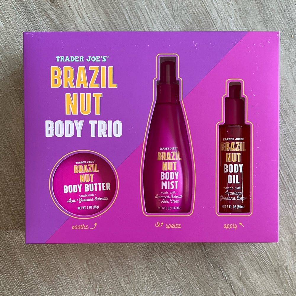 NEW Trader Joes Brazil Nut Body Trio Body Butter Oil Mist NIB 2025 Great GIFT 🎁